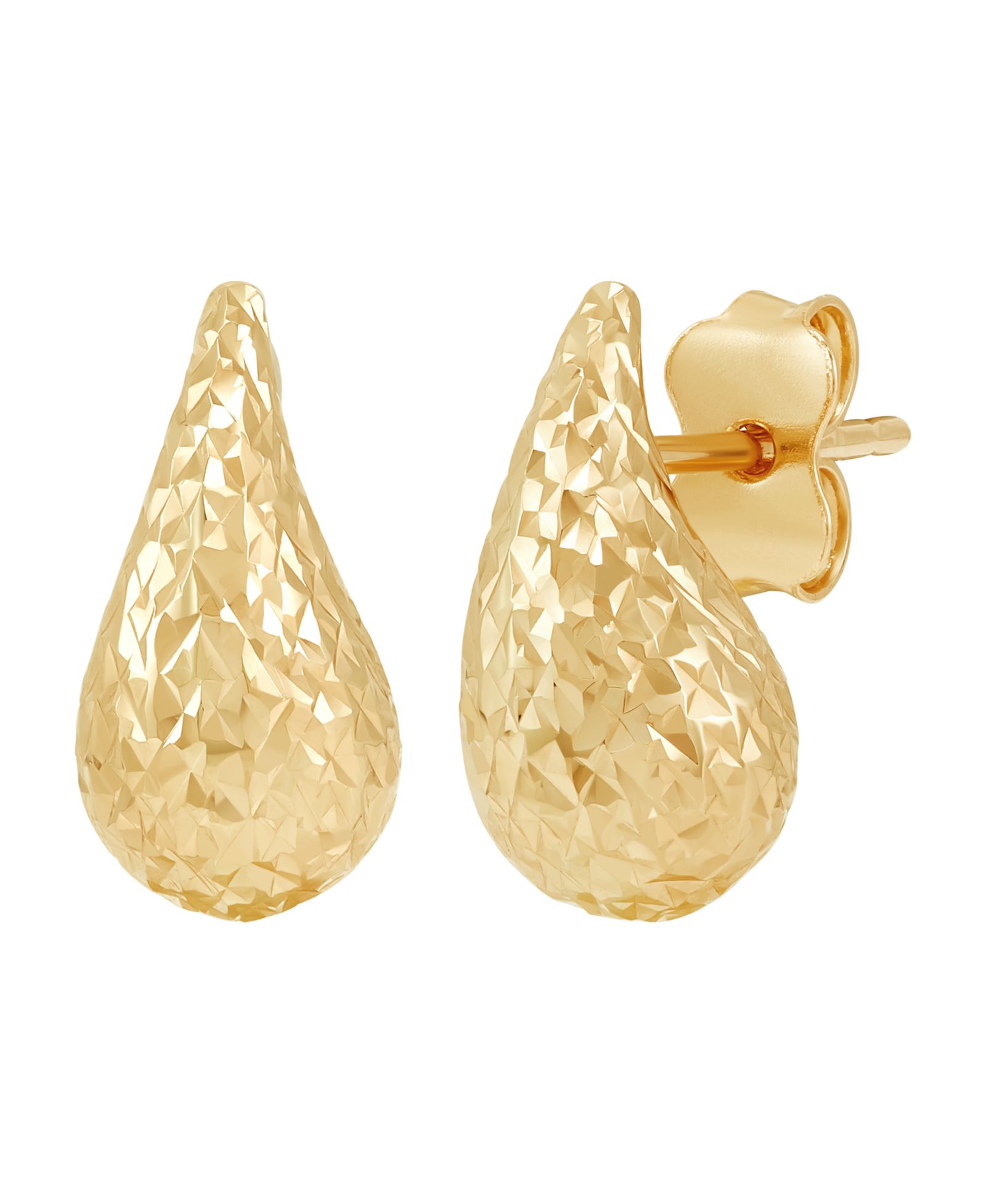 Серьги-гвоздики Polished Teardrop в 10k Yellow Gold