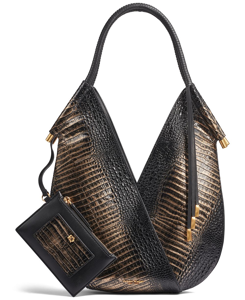 Donna Karan New York Baldwin Metallic Croco Medium Shoulder Handbag
