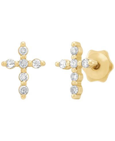 Серьги-гвоздики Macy's Diamond Cross в желтом золоте 14k