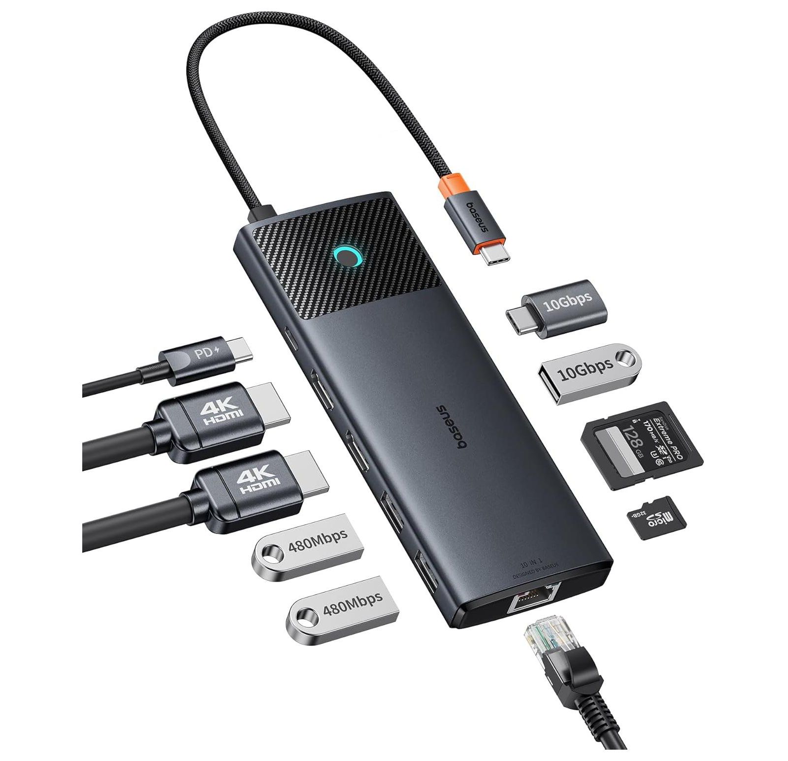 Док-станция Baseus 10Gbps 10-in-1 Dual Monitor Docking Station