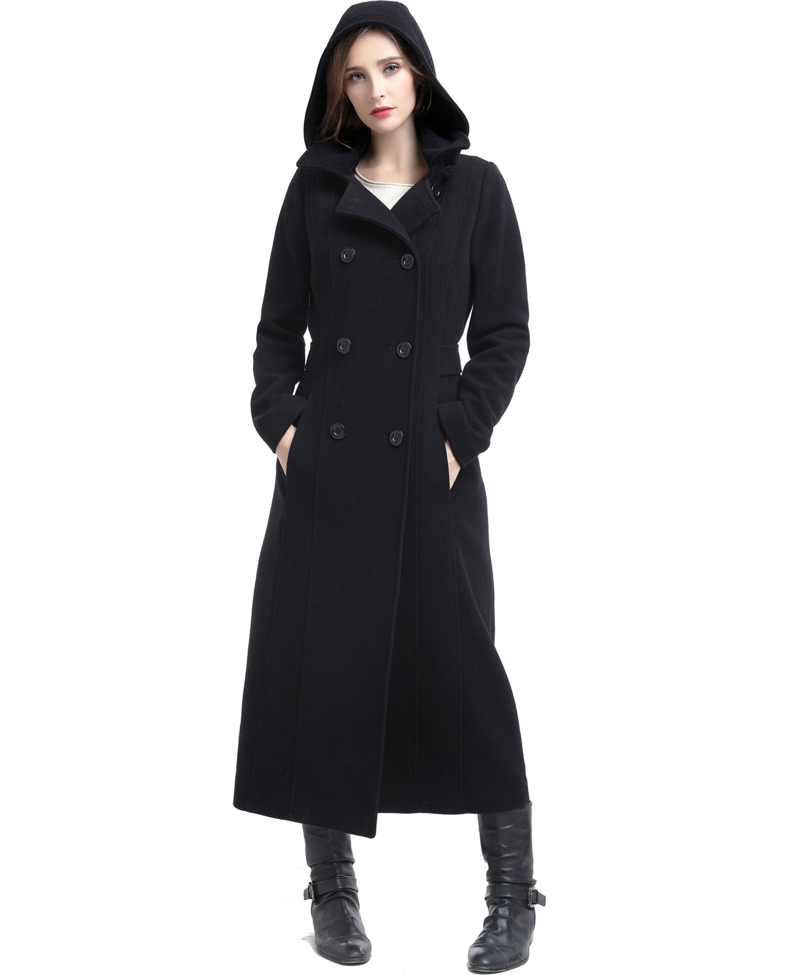 BGSD Women's Mariel Wool Blend Hooded Long Walking Coat