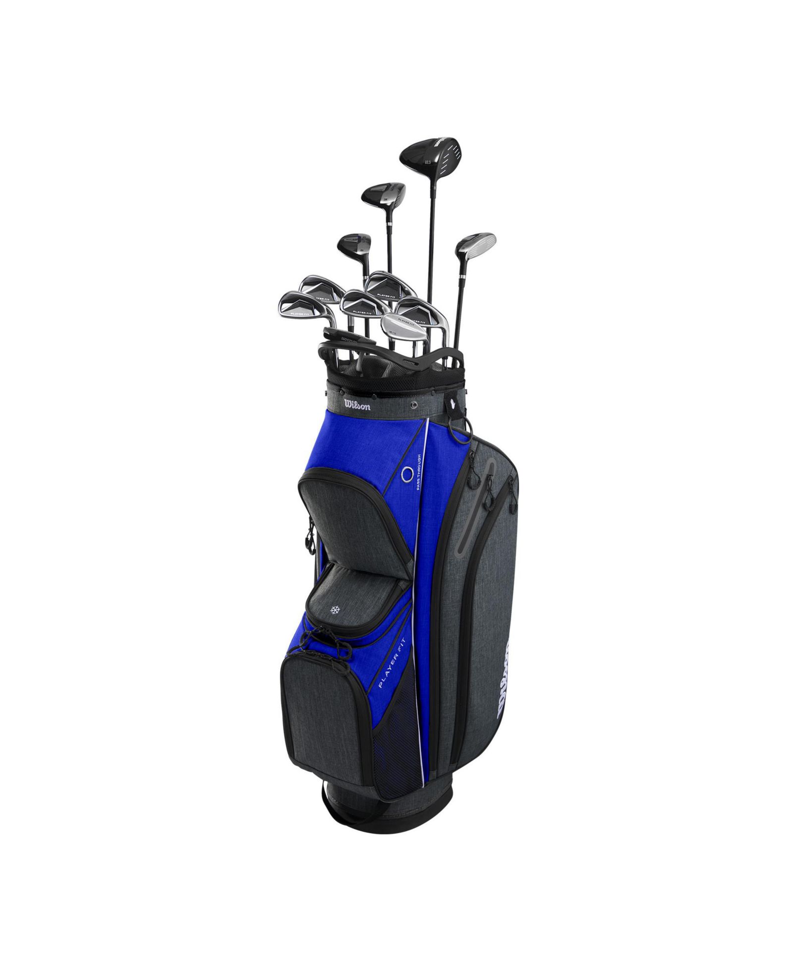 Wilson Player Fit Mens Right Hand Graphite Complete Cart Golf Set - Standard / Regular / Black/Blue/Wht