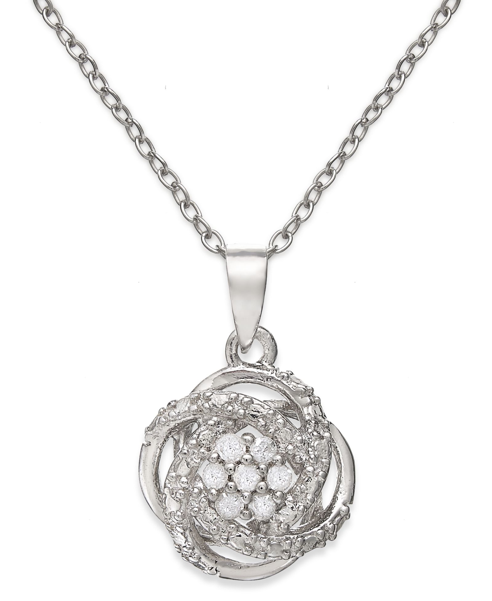 Diamond Love Knot 18" Pendant Necklace (1/10 ct. t.w.) в 18k Gold-Plated Sterling Silver или Sterling Silver