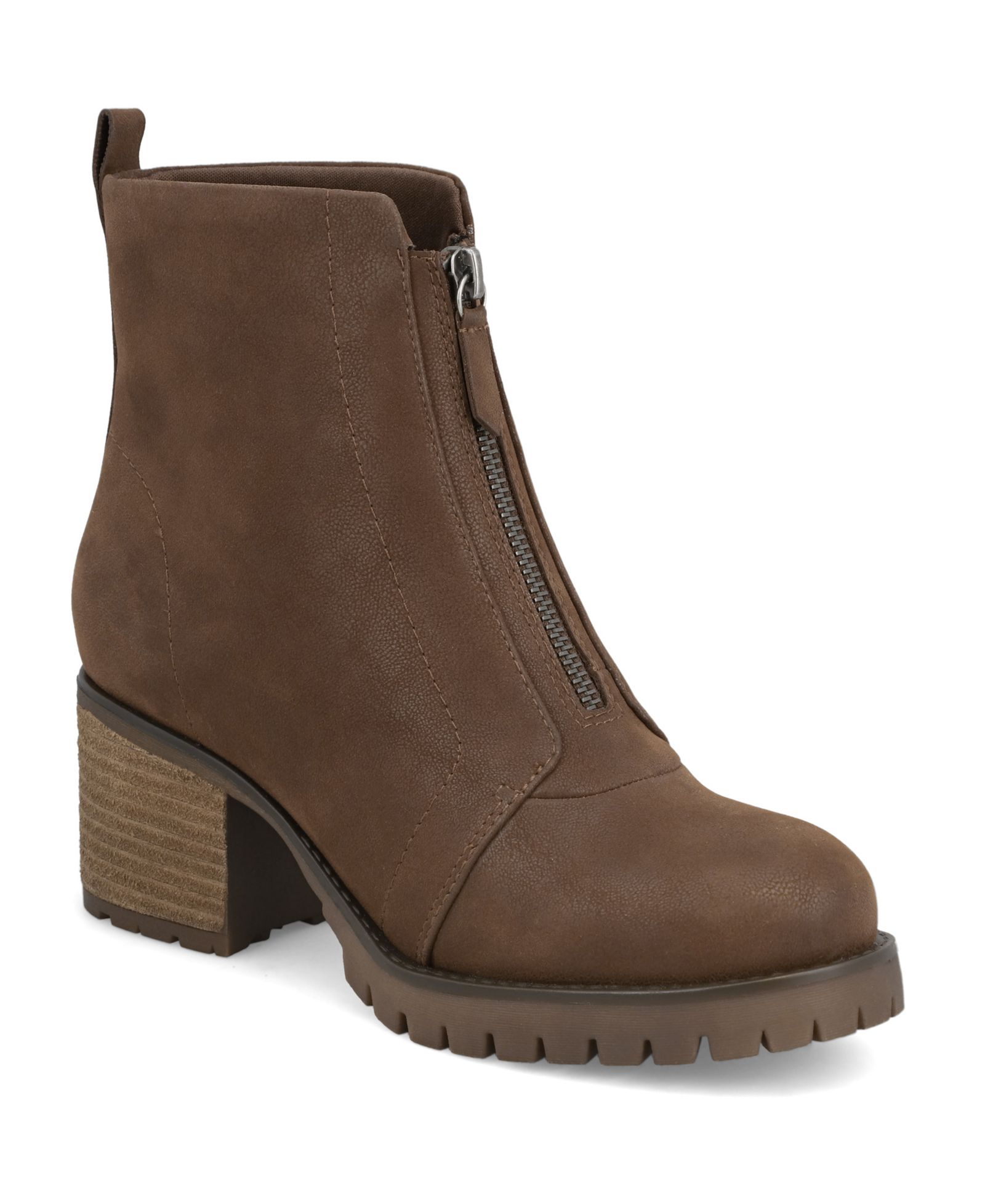 MIA Women's Fabiola Front Zip Stacked Heel Ankle Booties