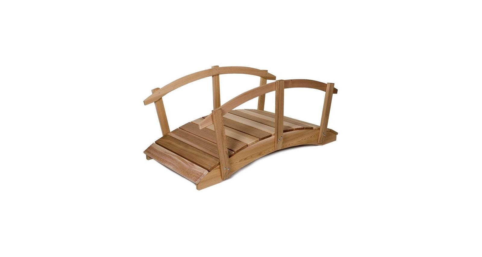 Slickblue Garden Bridge in Western Red Cedar with Unstained Finish for Outdoor Decor