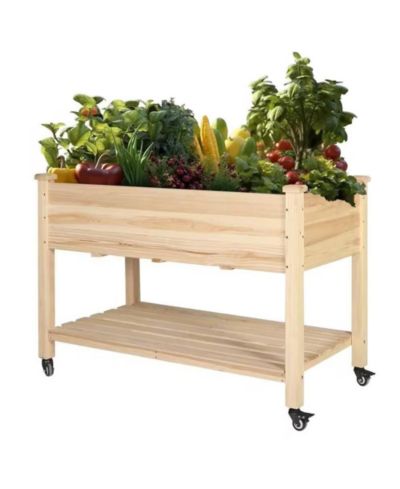 Садовая грядница Slickblue Outdoor Wood Raised Planter Box на колесах
