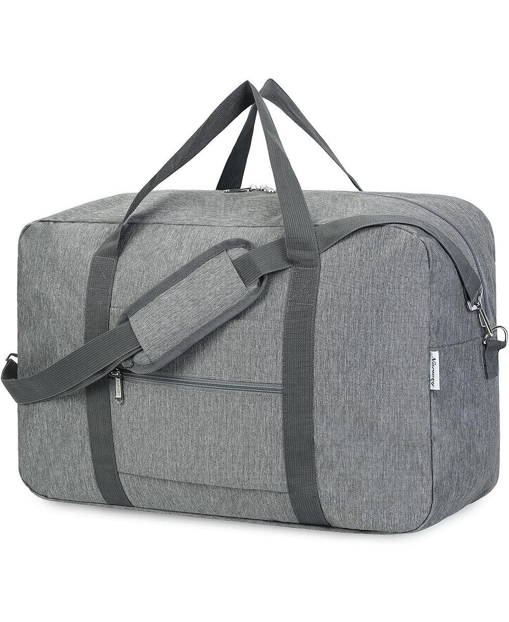 Urtala Foldable Carry on Luggage 22x14x9 Airline Approved Duffle Bag for Travel Packable Duffel Bag for Traveling Airplane for Women and Men 40L (Grey (With Shoulder Strap))