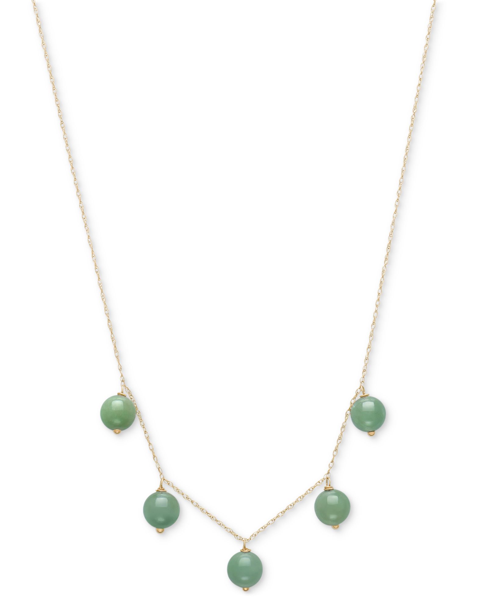 Ожерелье с подвеской Macy's Green Jade Dangle Bead 18" в 10k Gold