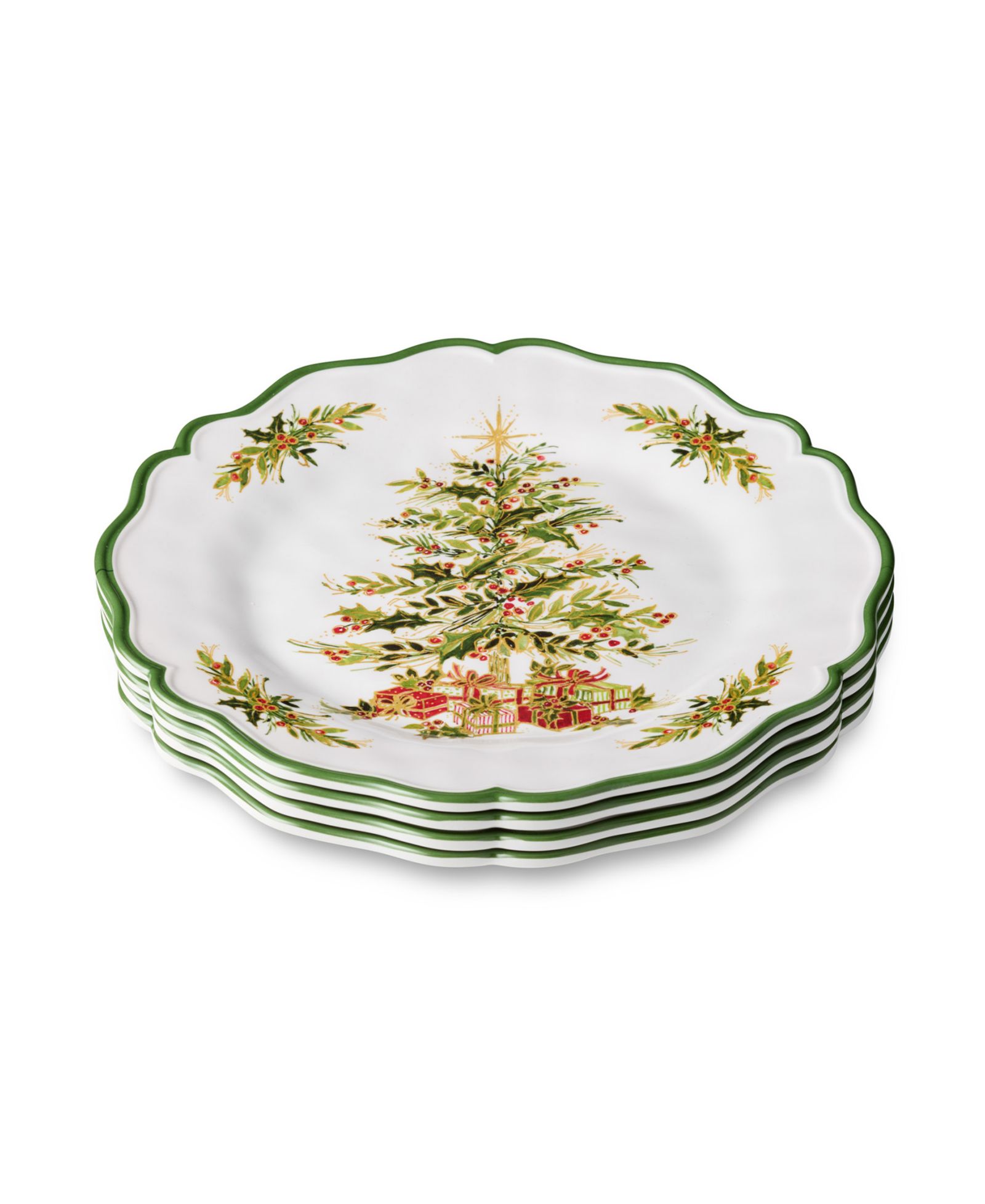 Столовые тарелки Certified International Holly Tree Melamine, набор 4 шт