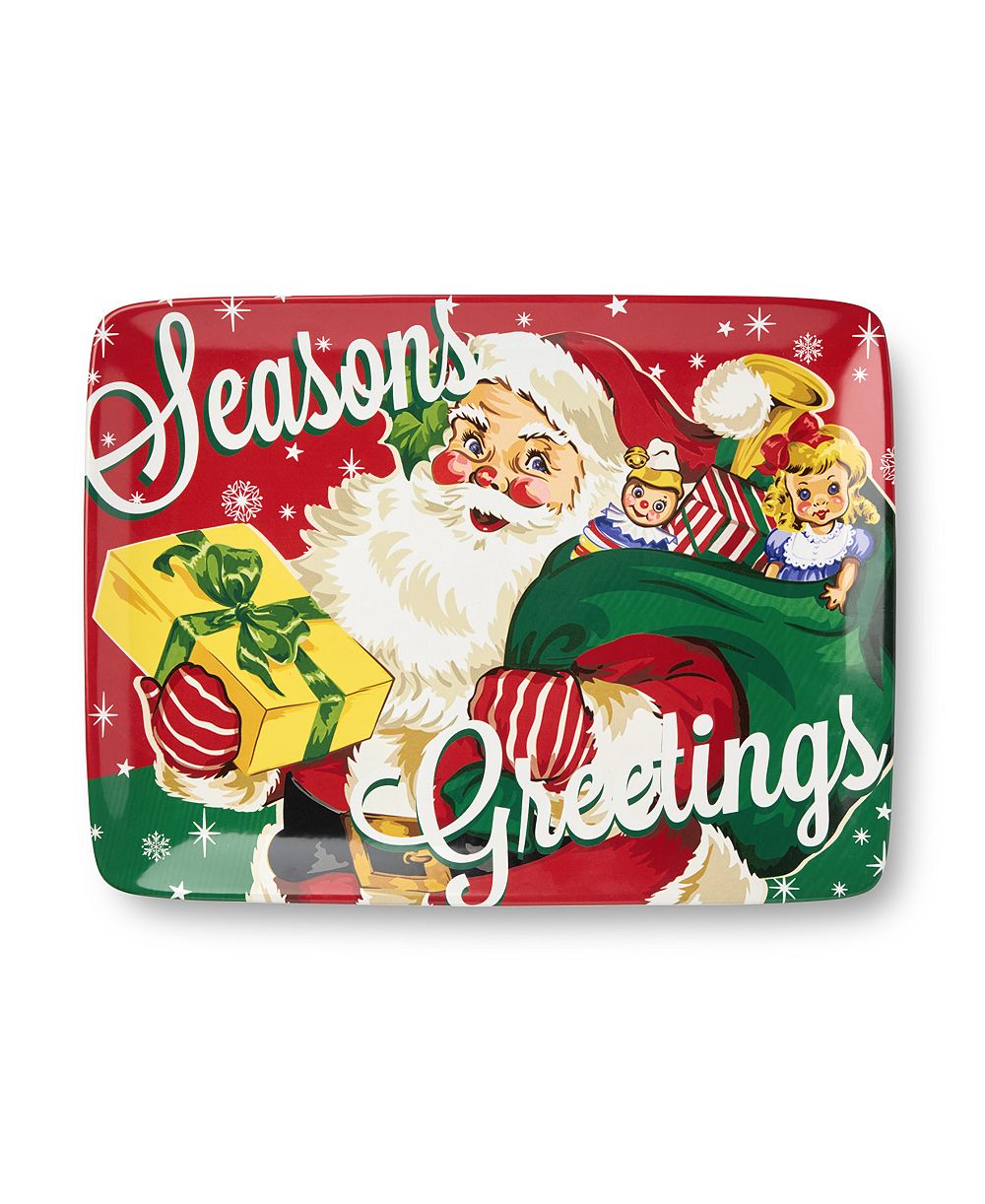 Прямоугольное блюдо Certified International Santa's Retro Christmas