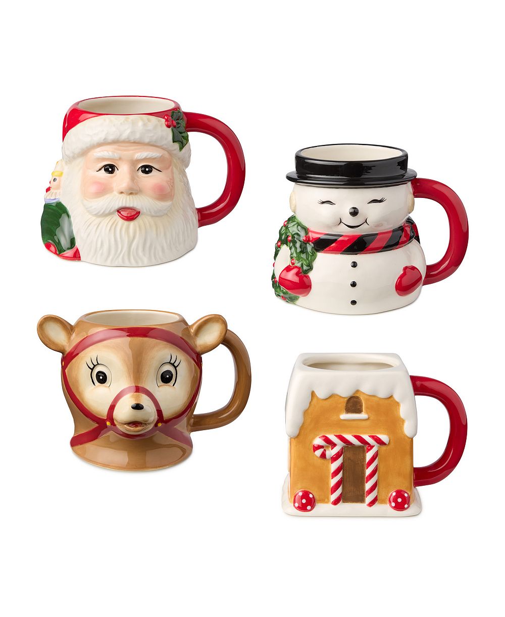 Набор 3D кружек Certified International Santa's Retro Christmas, 4 шт.