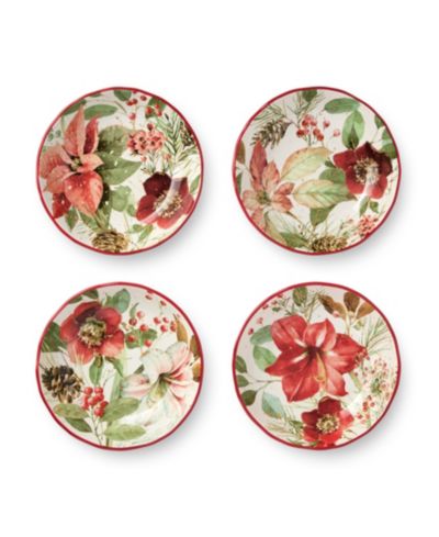 Certified International Winter Blooms Soup Bowls, Set of 4
