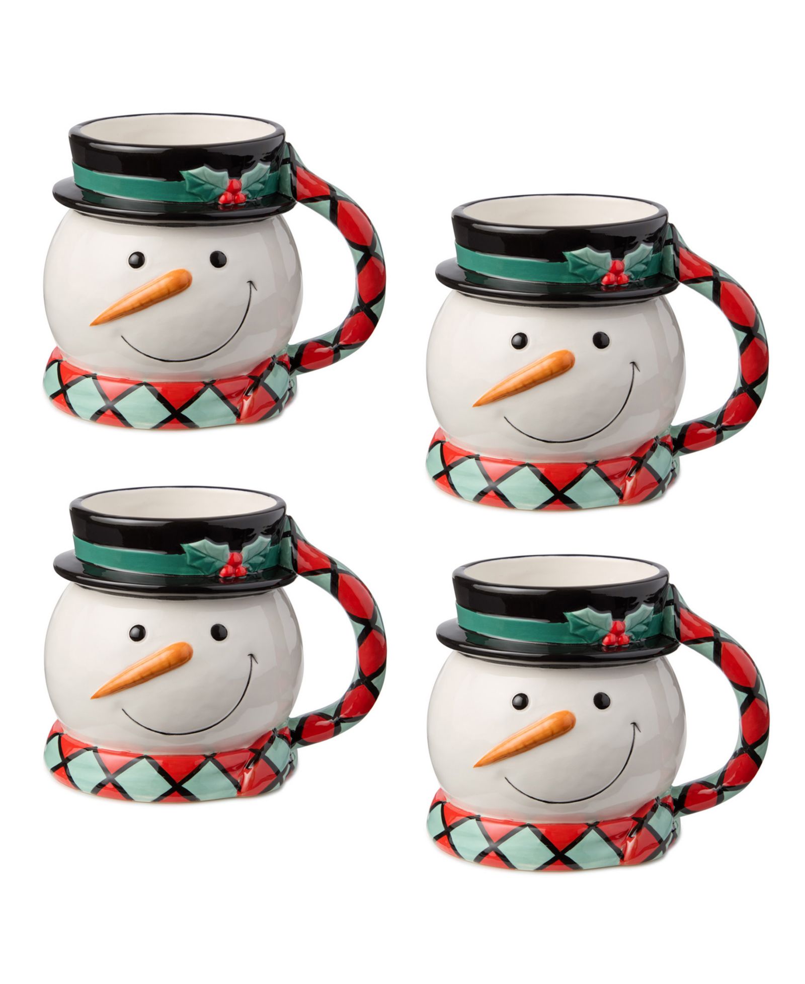 Набор кружек Certified International Christmas Whimsy Snowman 3-D, 4 шт.