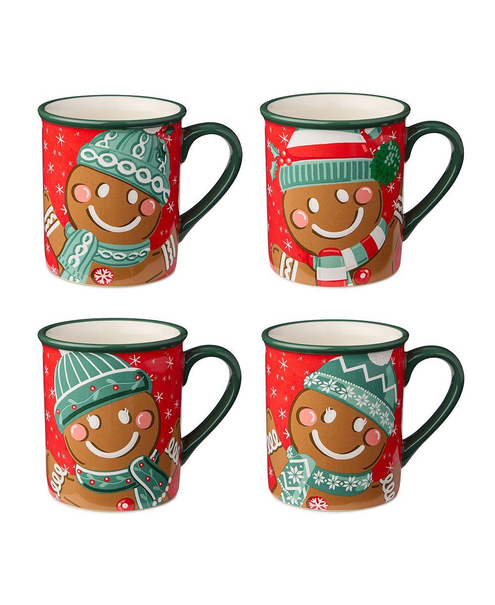 Certified International Рождественские кружки Gingerbread, набор из 4 штук
