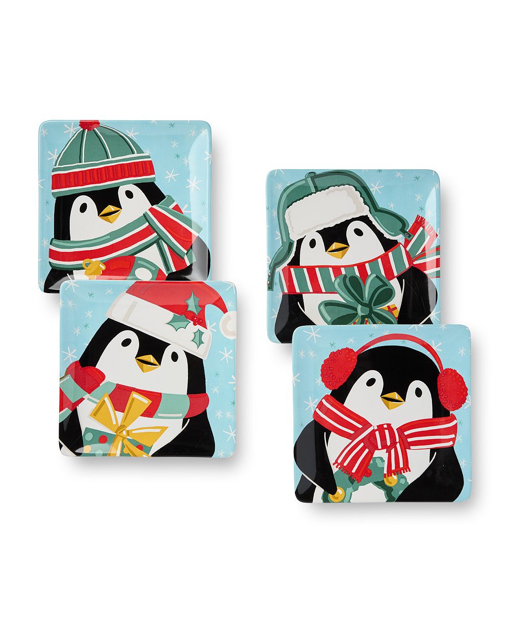 Набор тарелок Certified International Christmas Whimsy Penguin Dessert Plates, 4 шт.