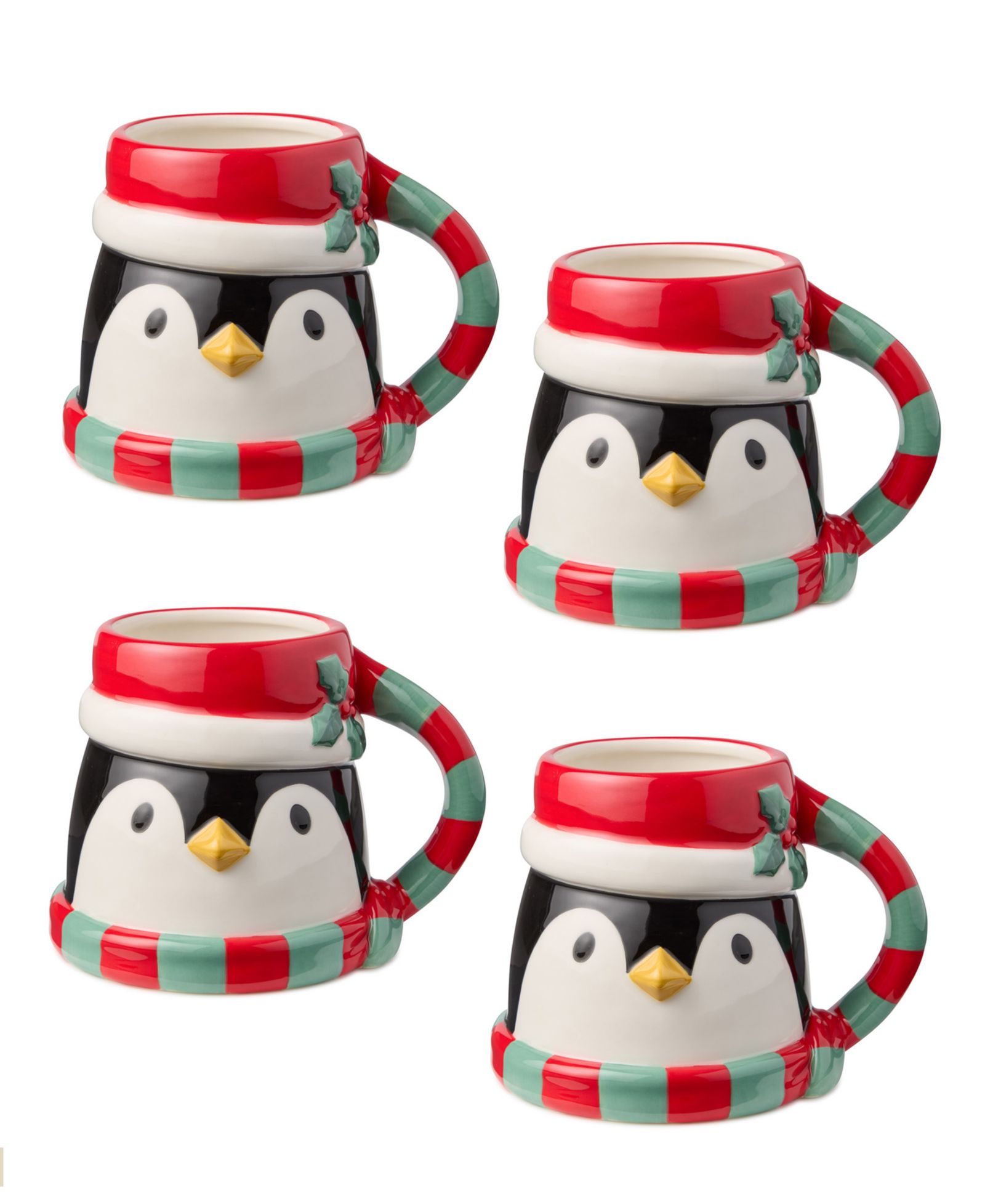 Набор из 4 керамических кружек Christmas Whimsy Penguin