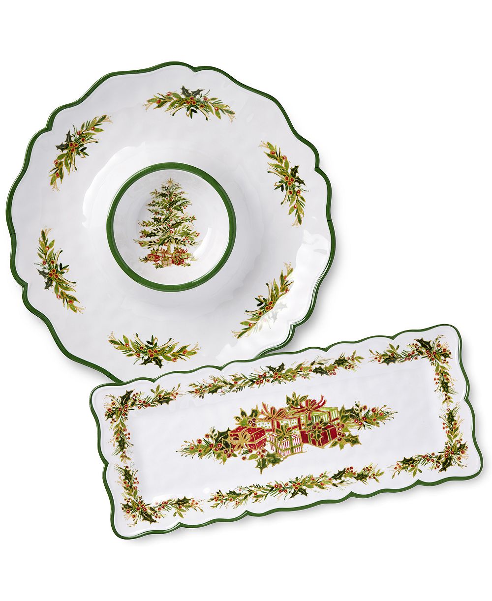 Certified International Holly Tree Melamine 2-Piece Appetizer Set