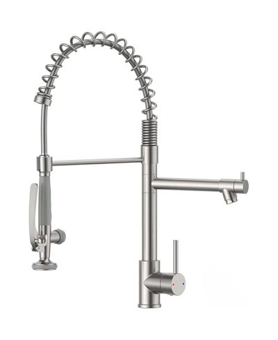 Greenspring Spring Single-Handle Pull Down Sprayer Kitchen Faucet, Commercial High Goosenck Kitchen Sink Faucet in Brushed Nickel