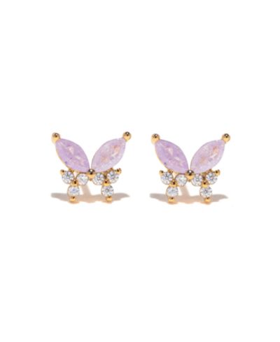 Girls Crew Серьги-гвоздики с кристаллами Lavender Remember Me Butterfly