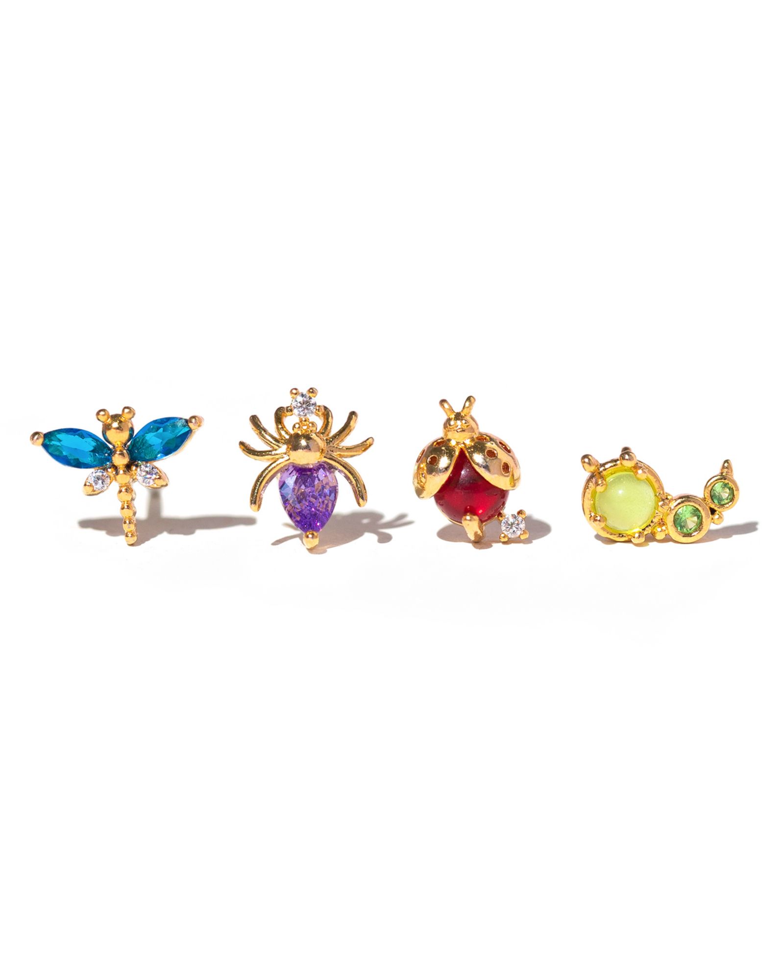 Набор сережек-гвоздиков Girls Crew Crystal Multi-Color Bug Me