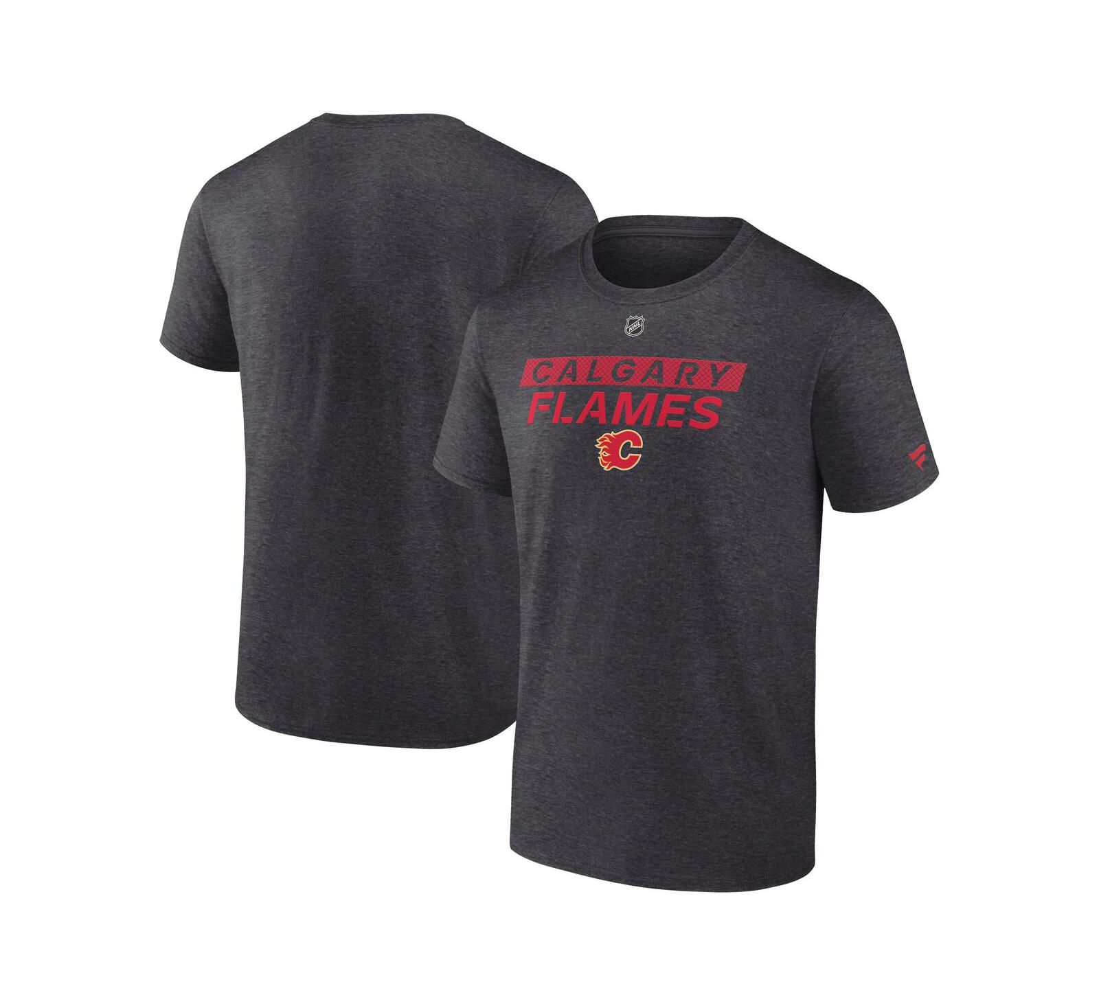 Мужская футболка Fanatics Heather Charcoal Calgary Flames Authentic Pro Core Primary