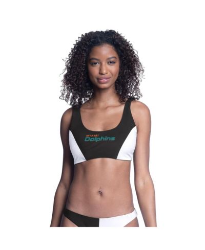 G-III 4Her by Carl Banks Women's Black Miami Dolphins Brief Game Bikini Top
