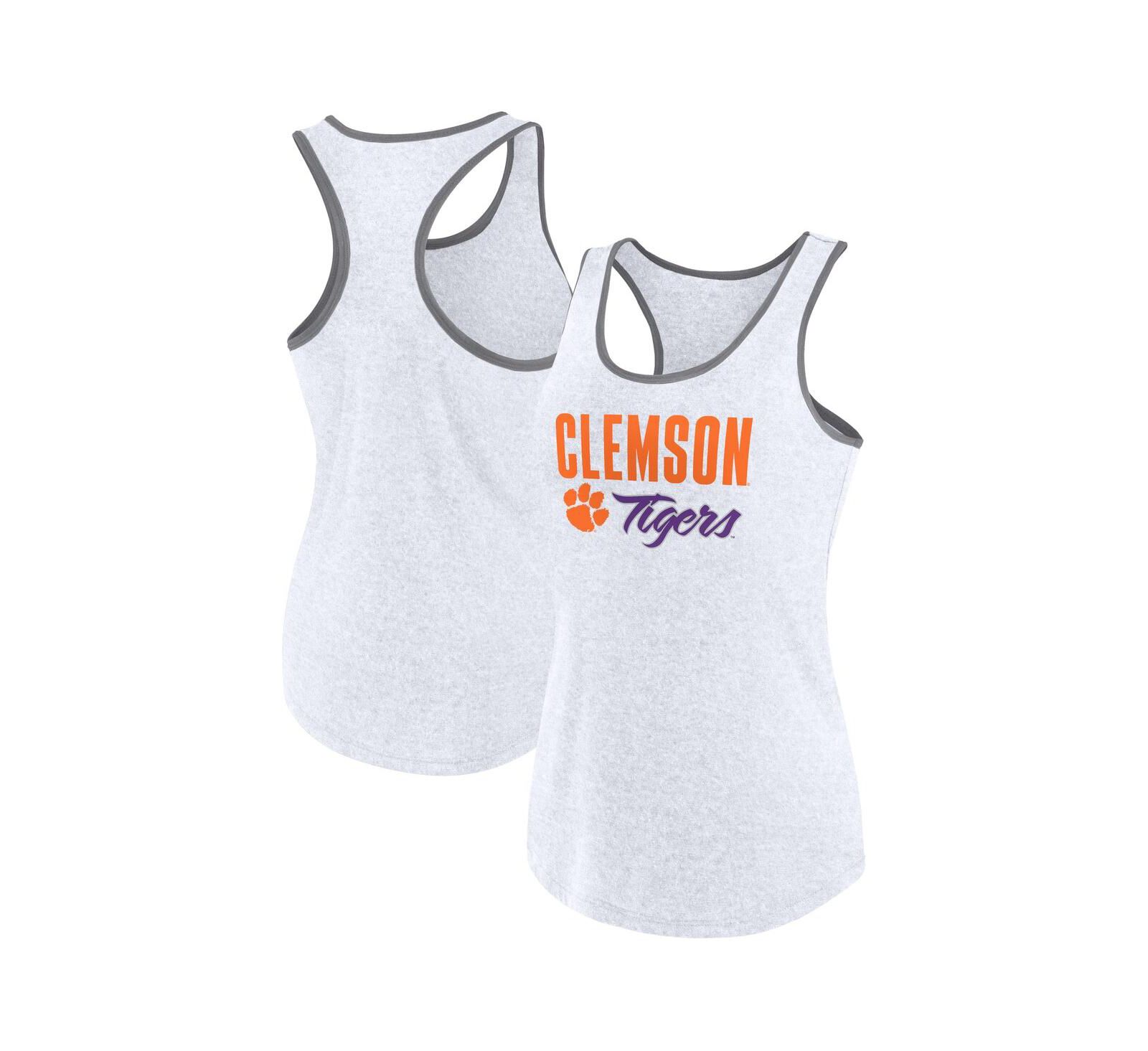 Женский топ Fanatics Ash Clemson Tigers Fuel Racerback Tank Top