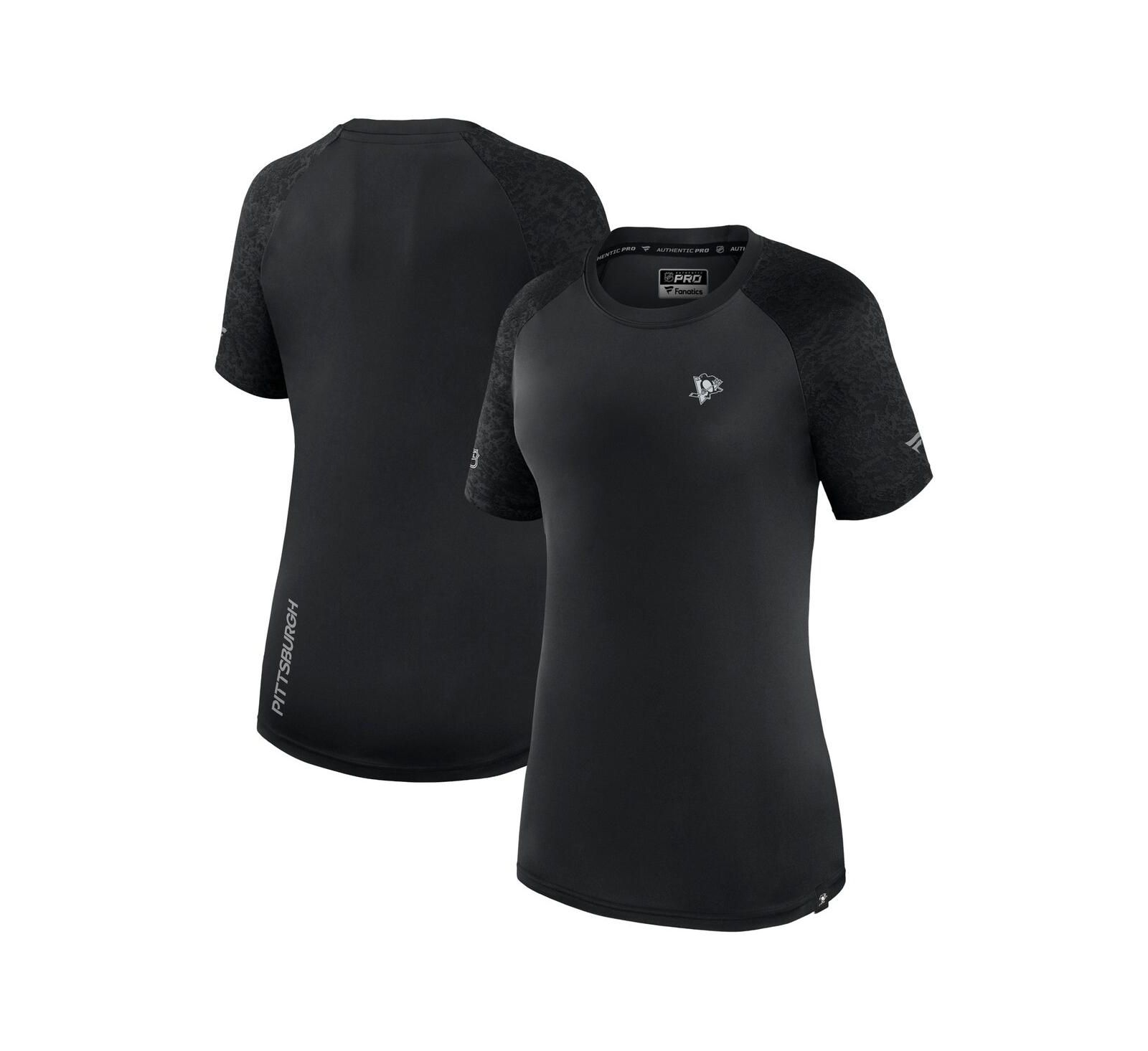 Женская футболка Fanatics Pittsburgh Penguins Authentic Pro Tech, черная
