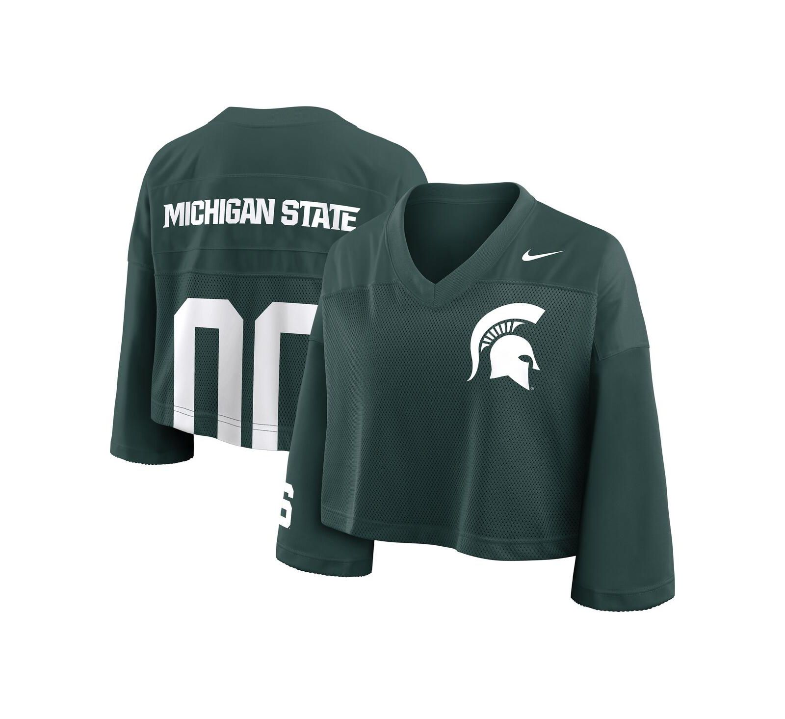Женский кроп-топ Nike Green Michigan State Spartans Mesh Fashion Jersey