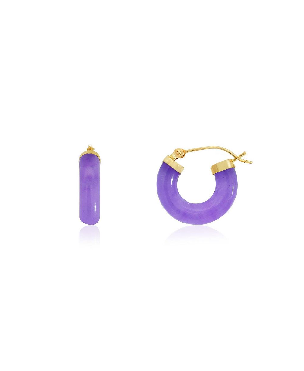 The Lovery Серьги-кольца The Lovery Lavender Jade 14K Gold Hoop Earrings