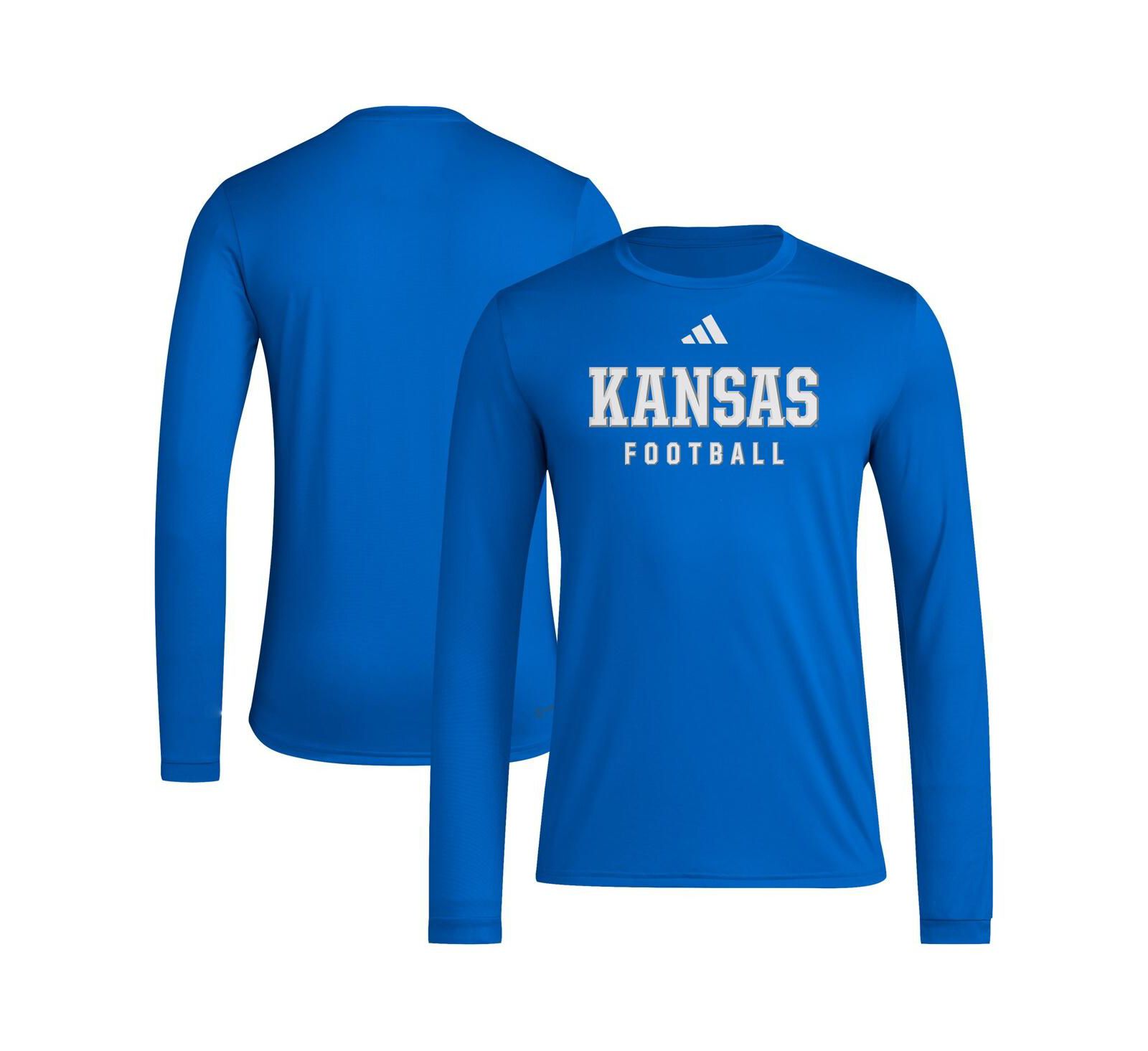 Adidas Men's Royal Kansas Jayhawks Locker Practice Football Pre-Game Long Sleeve T-Shirt