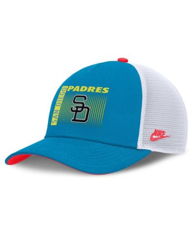 Мужская кепка Nike San Diego Padres Neon 90s Rise Structured Performance Adjustable Trucker Hat бирюзового цвета