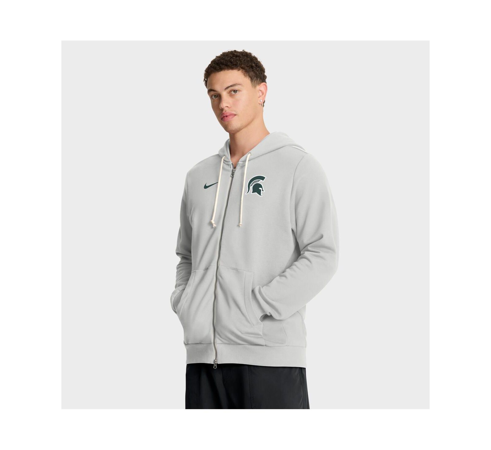 Nike худи с молнией Michigan State Spartans 2025 Sideline Standard Issue Dri-FIT, серый, Мужской