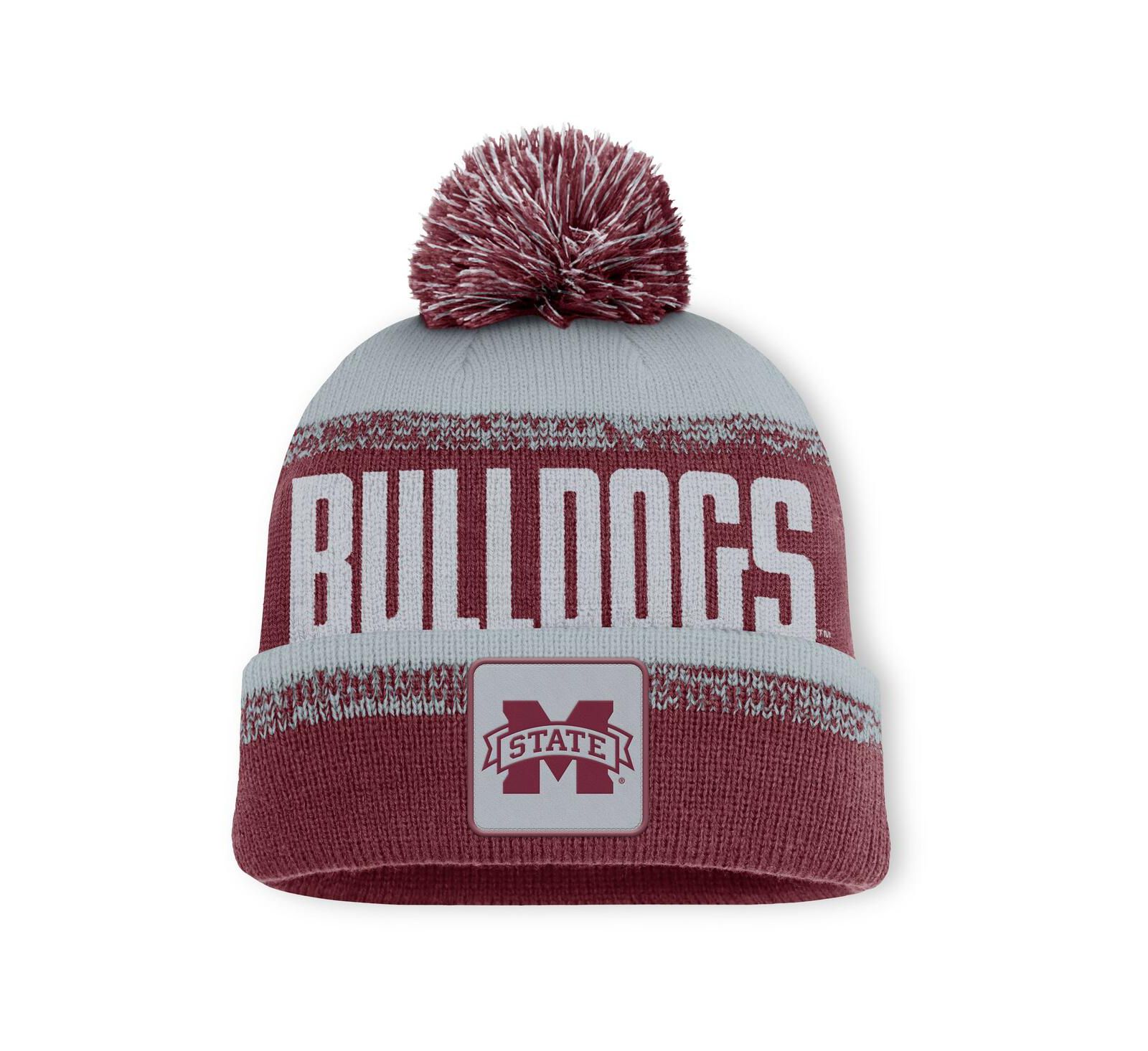 Мужская шапка Fanatics Maroon/Gray Mississippi State Bulldogs Thrive Cuffed Pom with Knit Hat