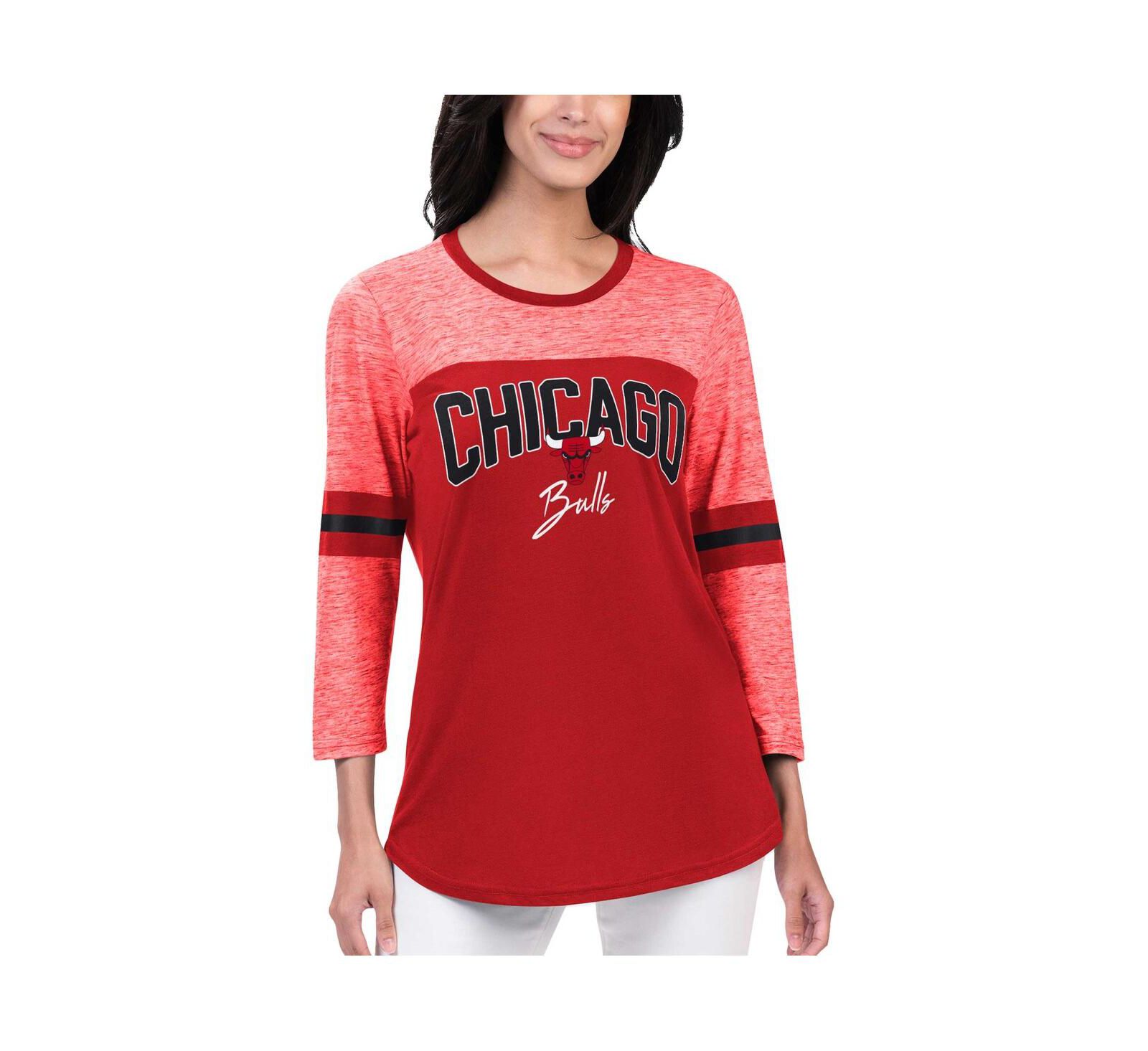 G-III 4Her by Carl Banks Women's Red Chicago Bulls Play the Game 3/4-Sleeve T-Shirt