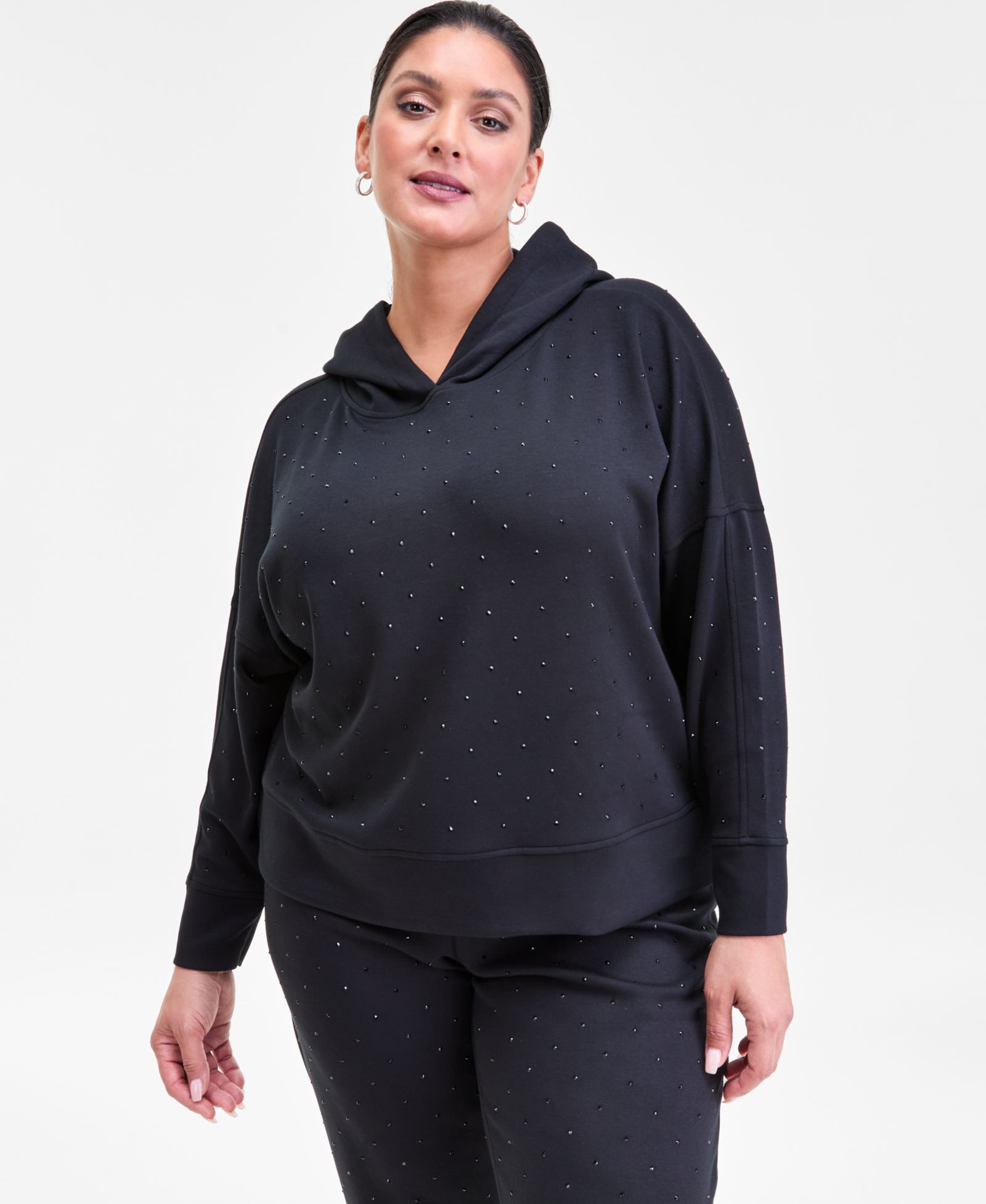 I.N.C. International Concepts Plus Size Studded Pullover Hoodie, Macy's Exclusive