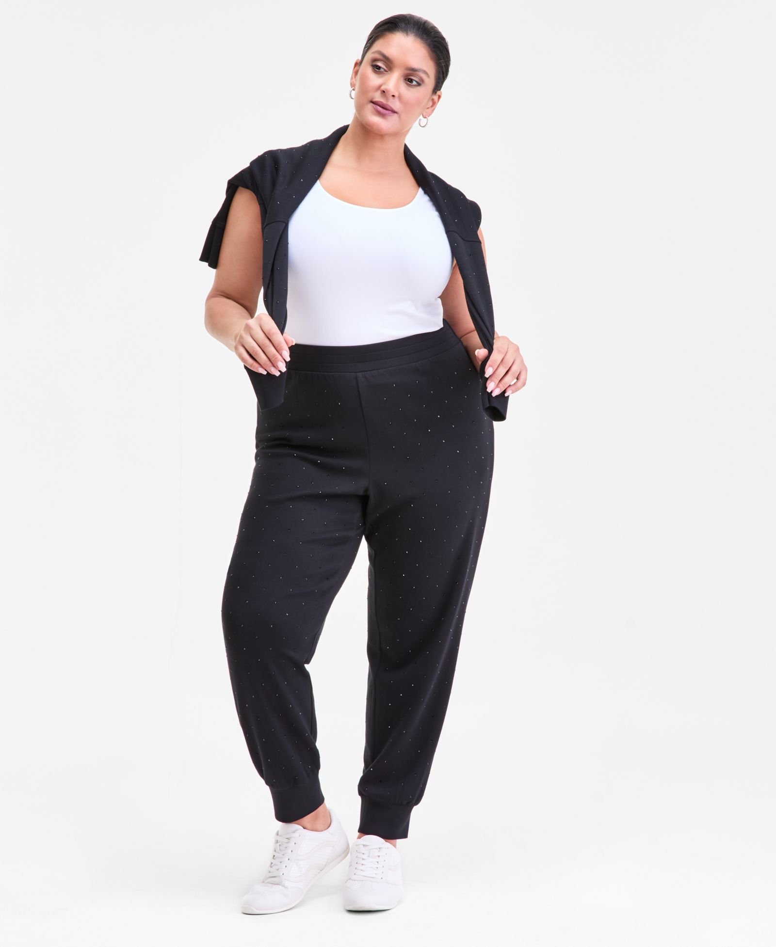 I.N.C. International Concepts Plus Size Studded Jogger Sweatpants, Macy's Exclusive