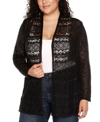 Кардиган Belldini Plus Size с открытым передом и отделкой pointelle