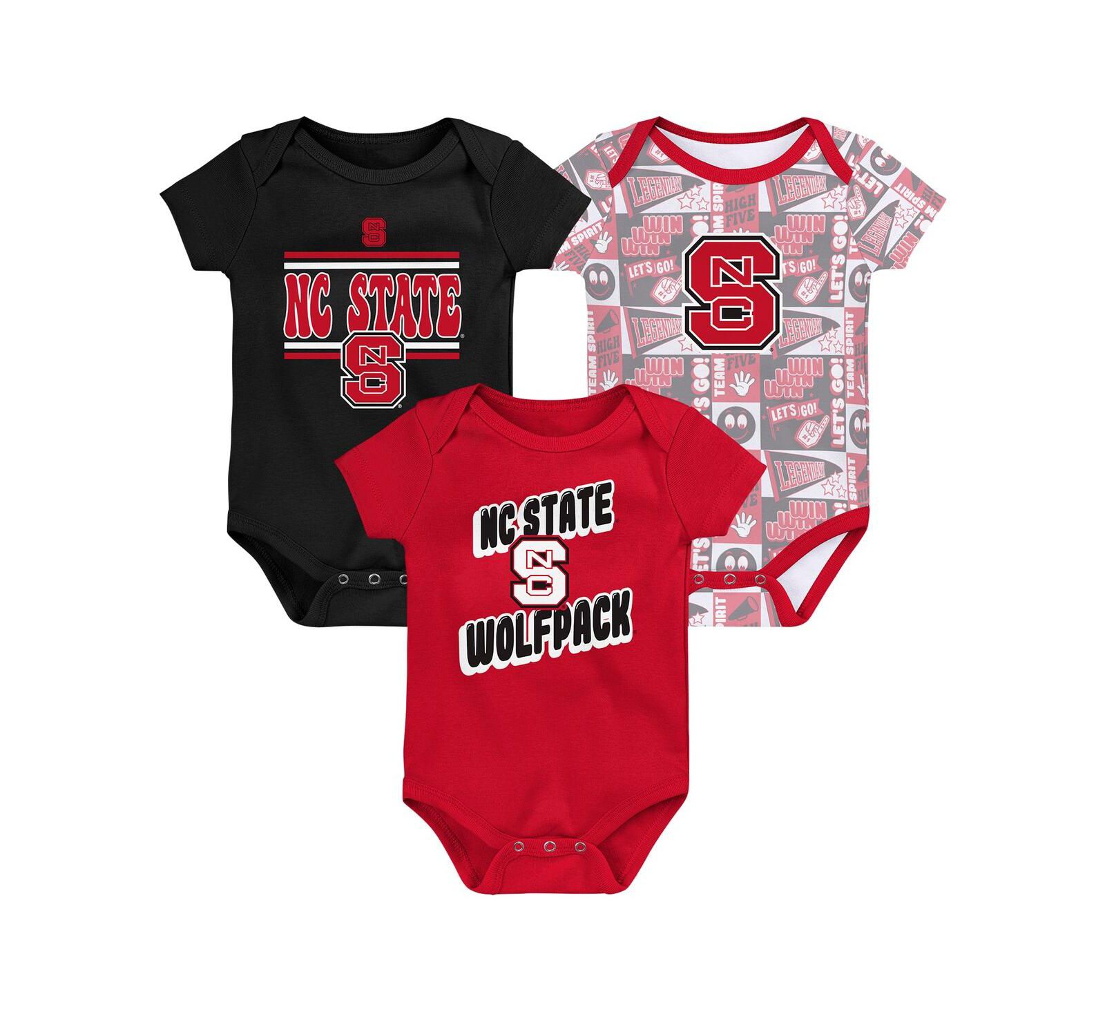 Комплект боди Outerstuff Newborn 3-Pack Red NC State Wolfpack Sunday Comics