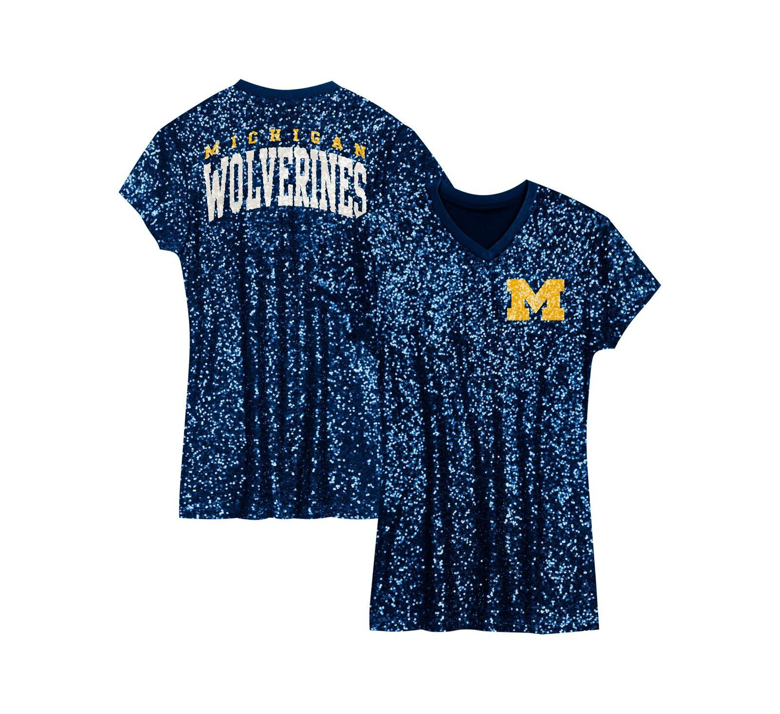 Outerstuff Michigan Wolverines платье с пайетками V-образным вырезом темно-синее