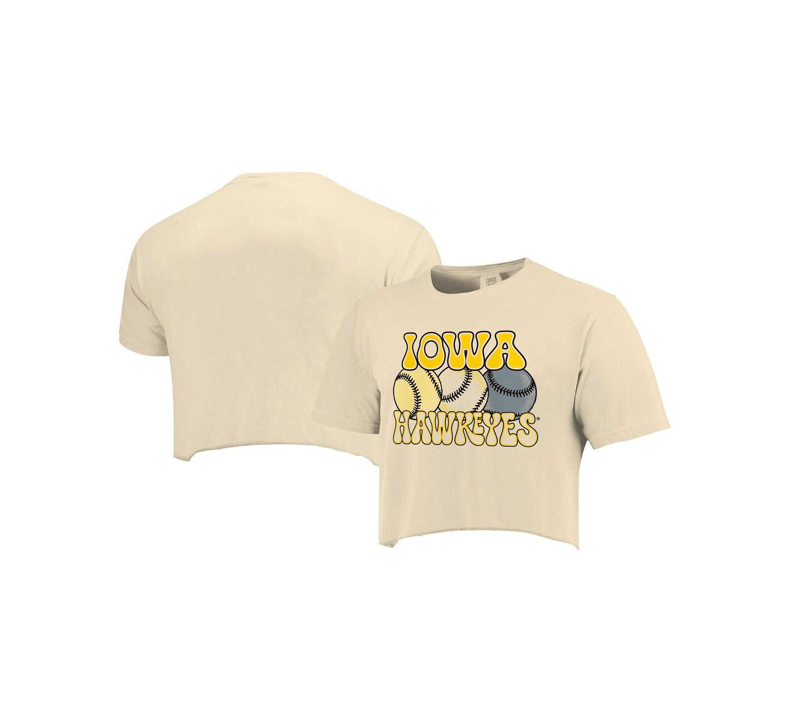Укороченная футболка Image One Women's Natural Iowa Hawkeyes Comfort Colors
