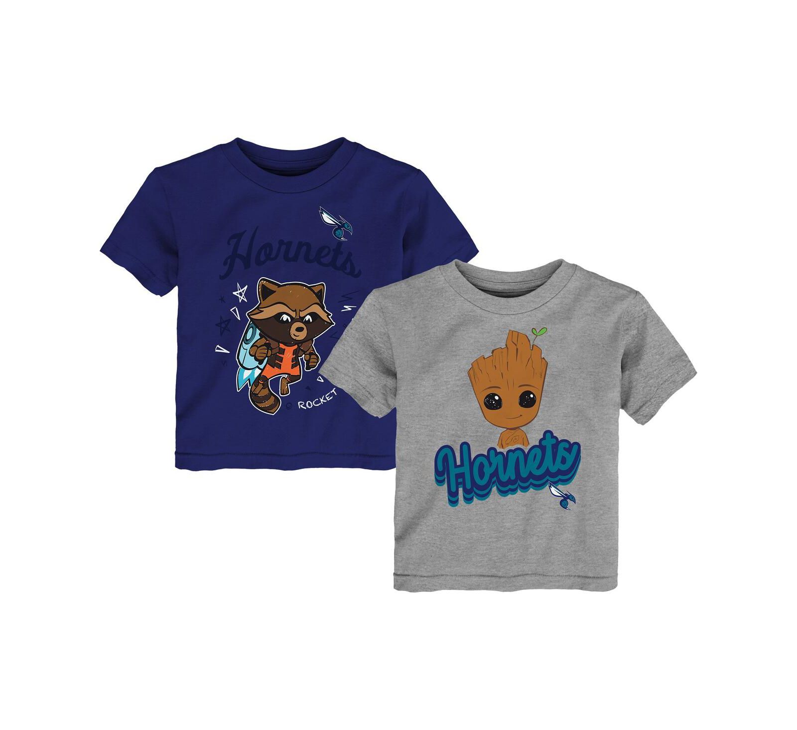 Outerstuff Детский набор из 2 футболок Charlotte Hornets Guardians Of The Galaxy, серый меланж
