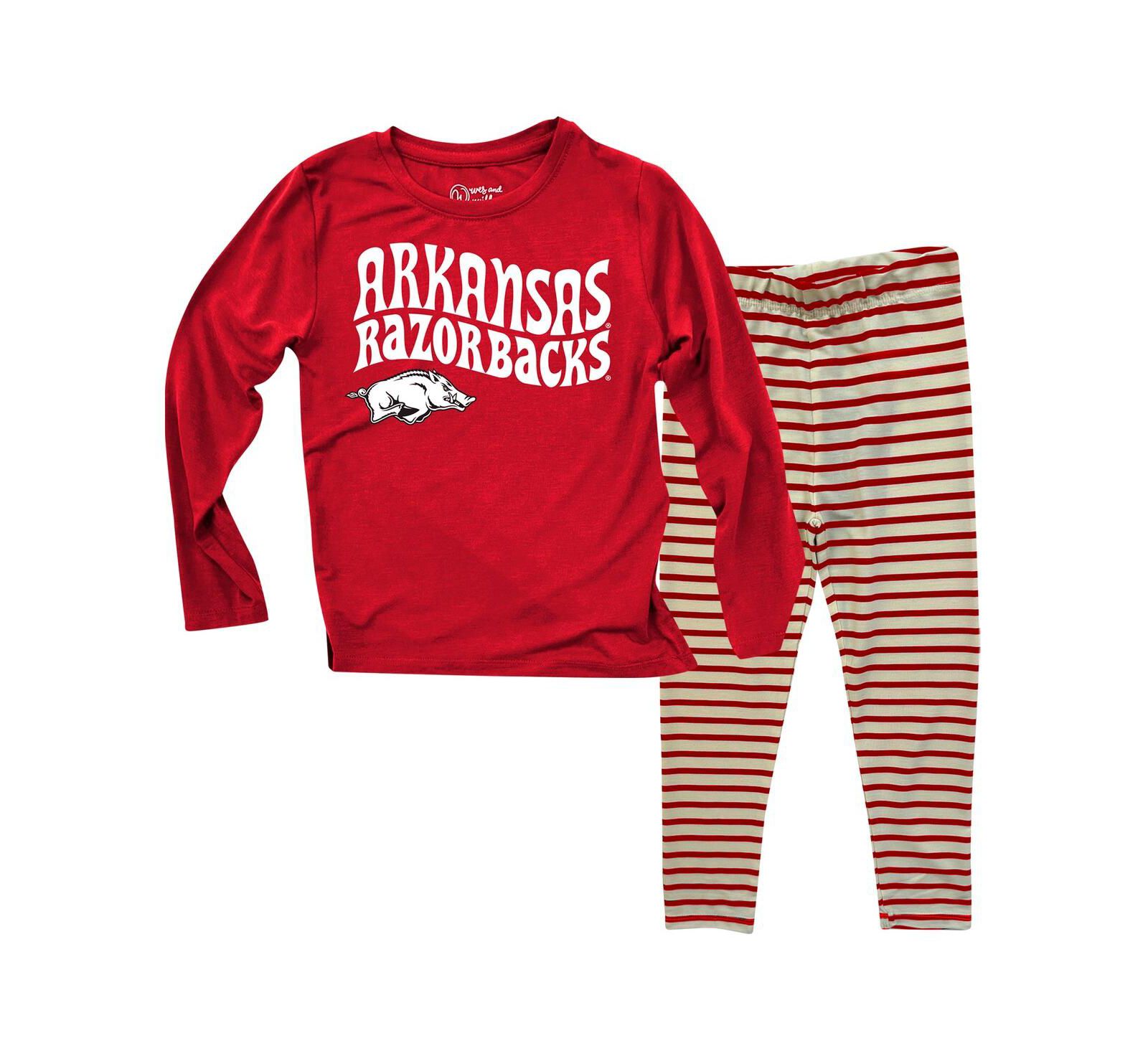 Wes & Willy Baby Boys and Girls Arkansas Razorbacks Long Sleeve Top and Striped Tri-Blend Leggings Set