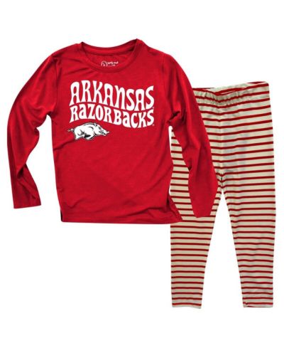Wes & Willy Baby Boys and Girls Arkansas Razorbacks Long Sleeve Top and Striped Tri-Blend Leggings Set