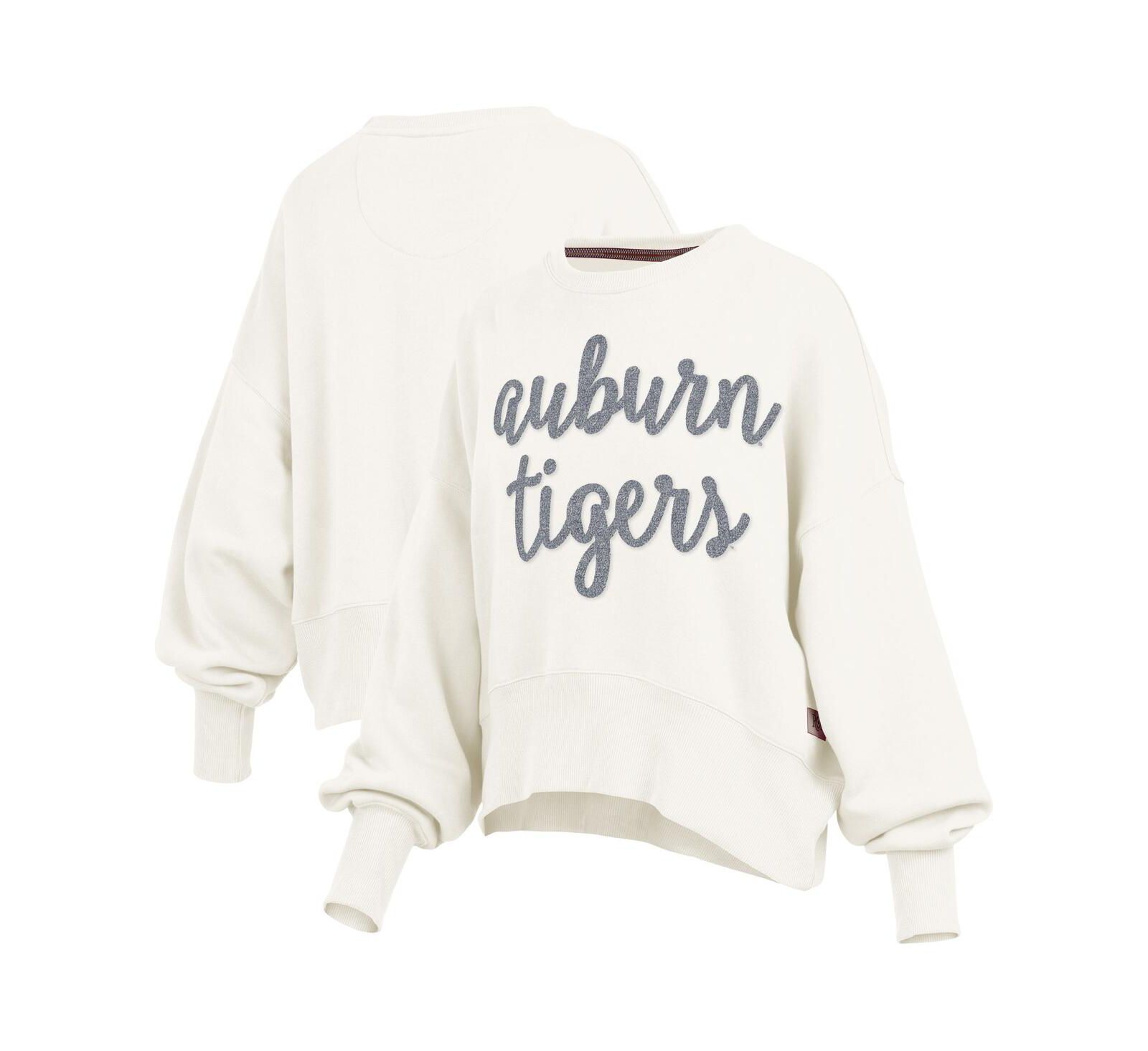 Pressbox Women's Cream Auburn Tigers Chelsea Oversized Pullover Sweatshirt