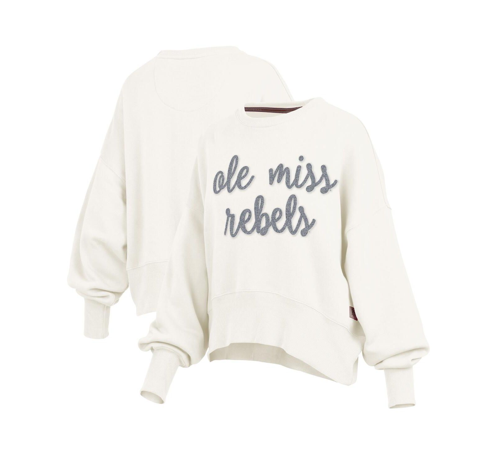 Pressbox Women's Cream Ole Miss Rebels Chelsea Oversized Pullover Sweatshirt