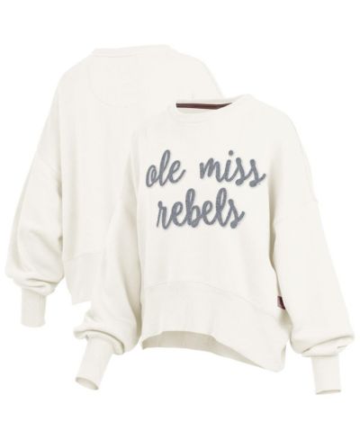 Pressbox Women's Cream Ole Miss Rebels Chelsea Oversized Pullover Sweatshirt