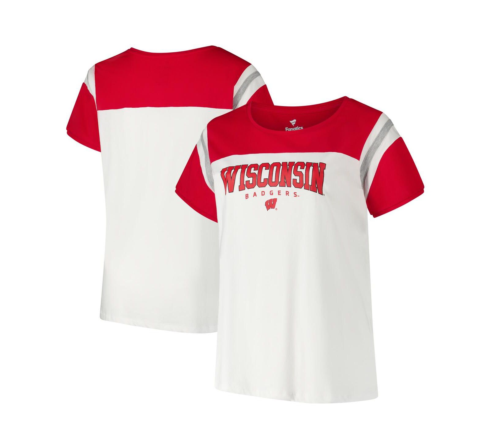 Женская футболка Fanatics White Wisconsin Badgers Plus Size