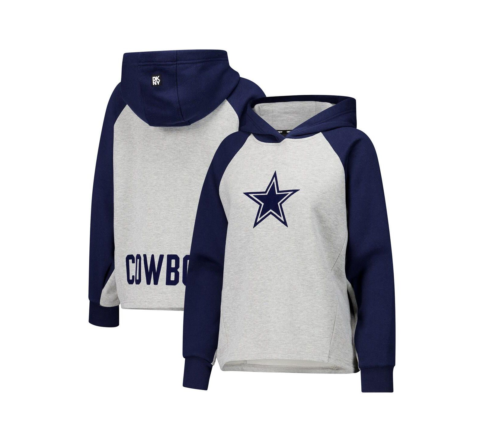 Женское укороченное худи DKNY Sport Dallas Cowboys Joy Raglan, серо-синее