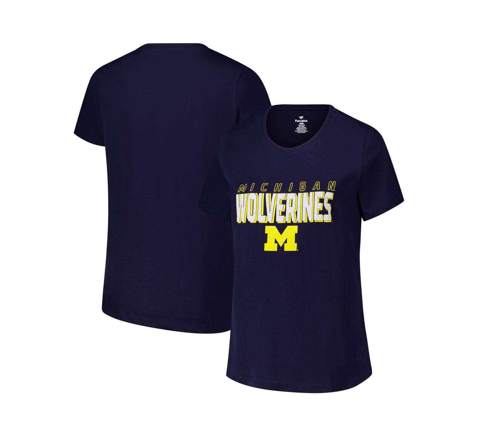 Женская футболка Plus Size Fanatics Navy Michigan Wolverines Lean Scoop Neck